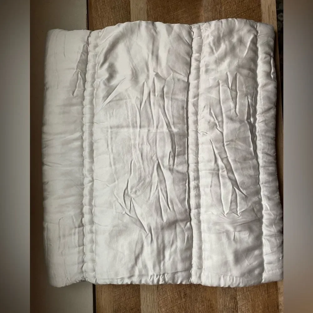 New- West Elm Silky Feel Lyocell Frost Grey Bed Plush Pillow Sham Cover